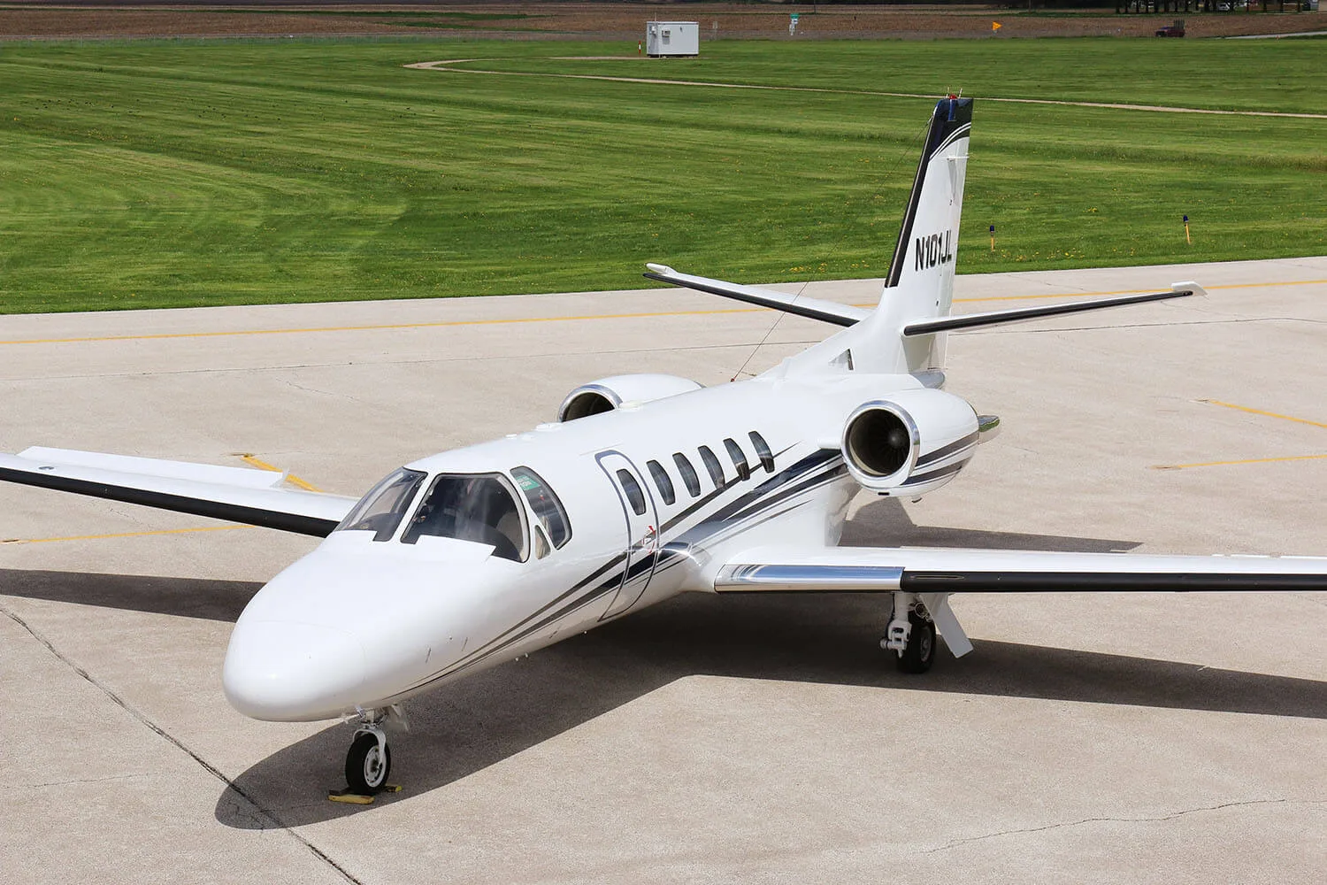Exterior view of a Cessna Citation Bravo –, N101JL.