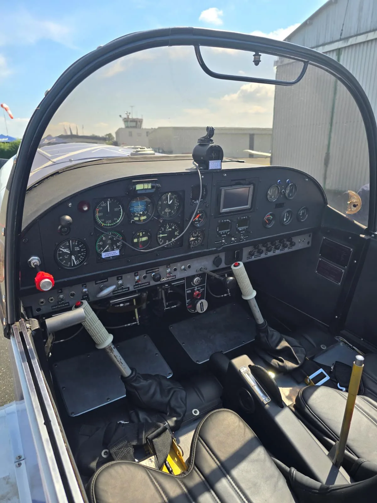 Cockpit and instrument panel of a 1977 Mudry CAP 10B.
