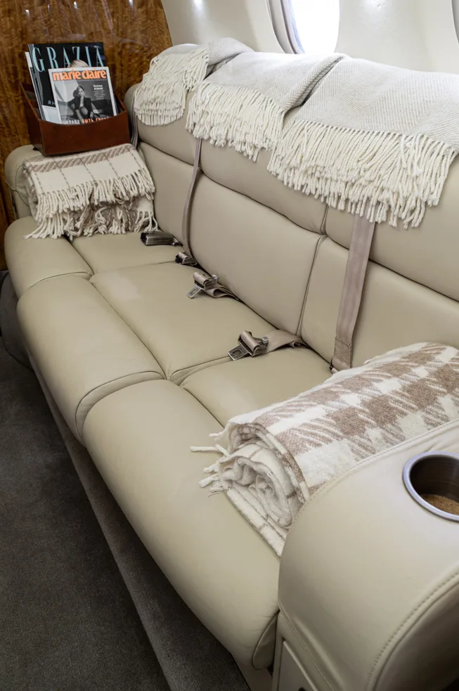 Cabin interior of a 2010 Hawker 900xp.