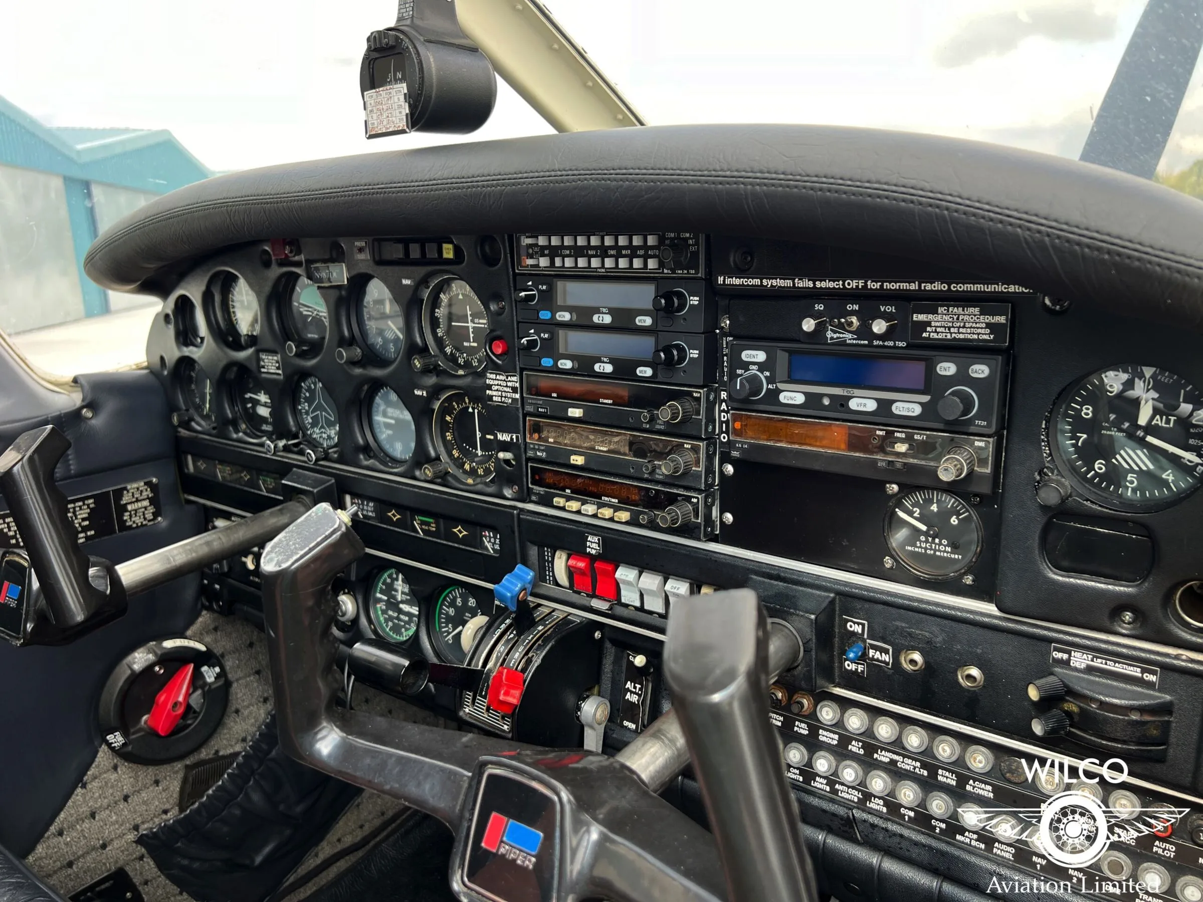 Cockpit and instrument panel of a 1980 Piper PA-28RT-201T Turbo Arrow IV.