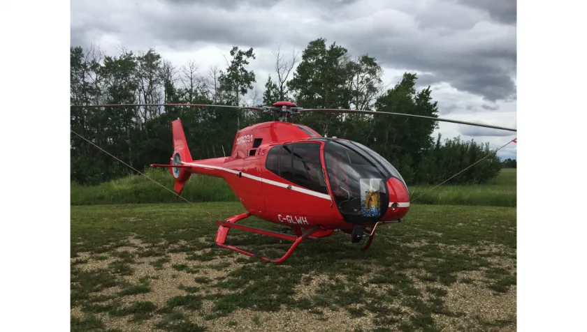 Exterior view of a 2007 Eurocopter EC120B 1517, C-GLWH.