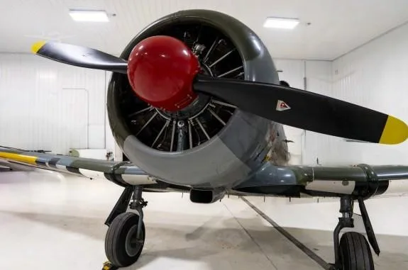 Exterior view of a 1951 HARVARD MKIV, C-FWWO.