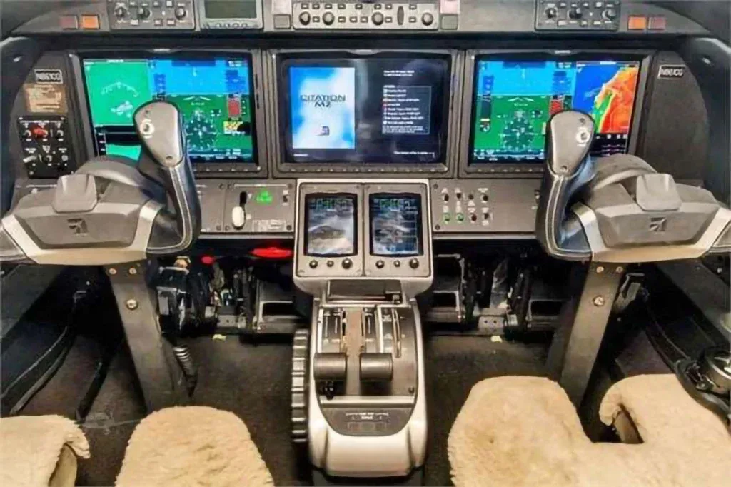 Cockpit and instrument panel of a 2014 Cessna Citation M2.