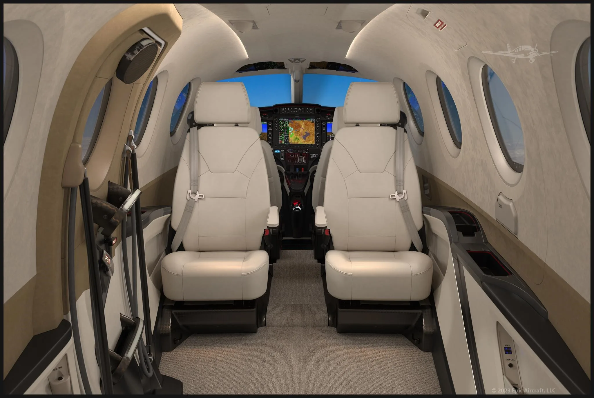 Cabin interior of a 2027 EPIC E1000 AX.