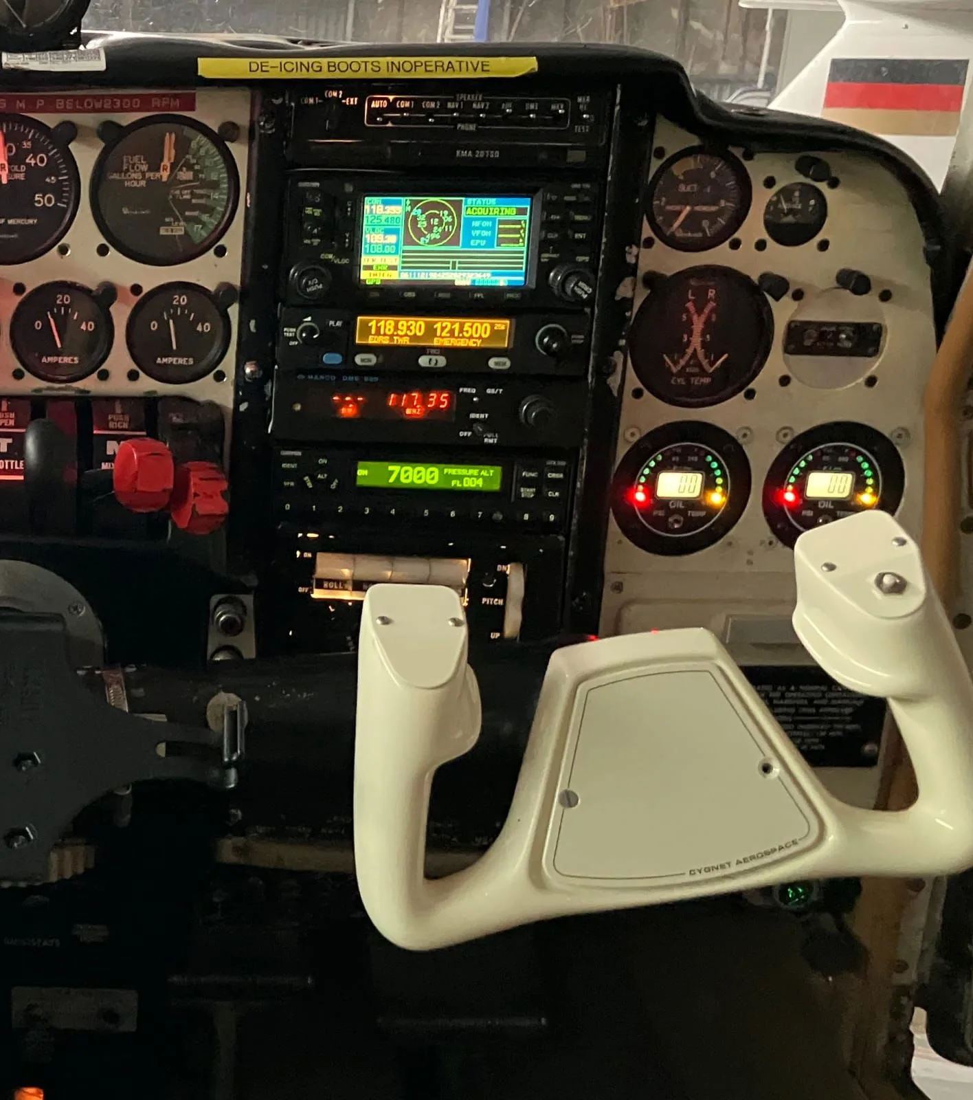Cockpit and instrument panel of a 1964 Beechcraft 95 Travel Air Model 95.