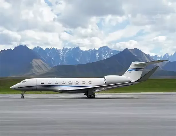 Exterior view of a 2021 Gulfstream G650ER.