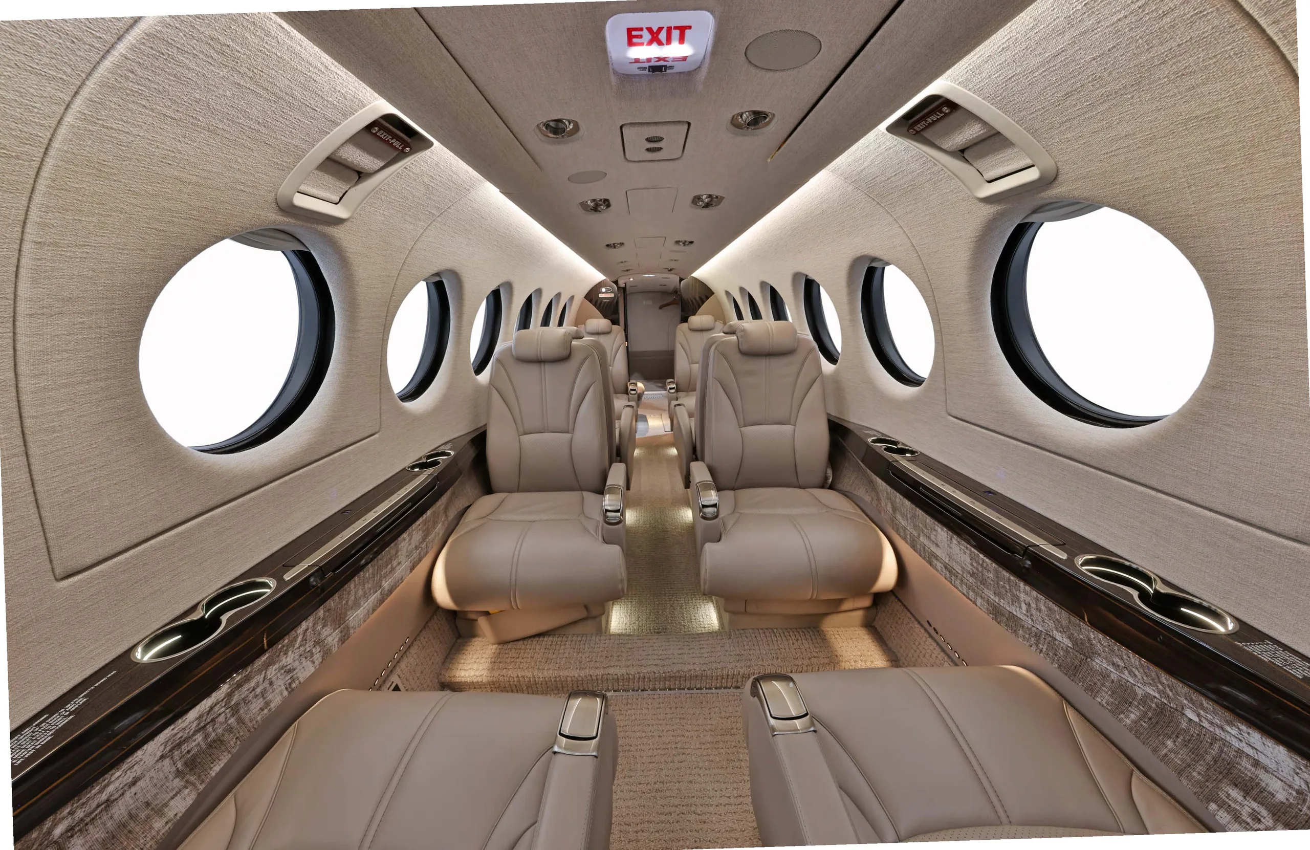 Cabin interior of a 2021 Beechcraft King Air 360.