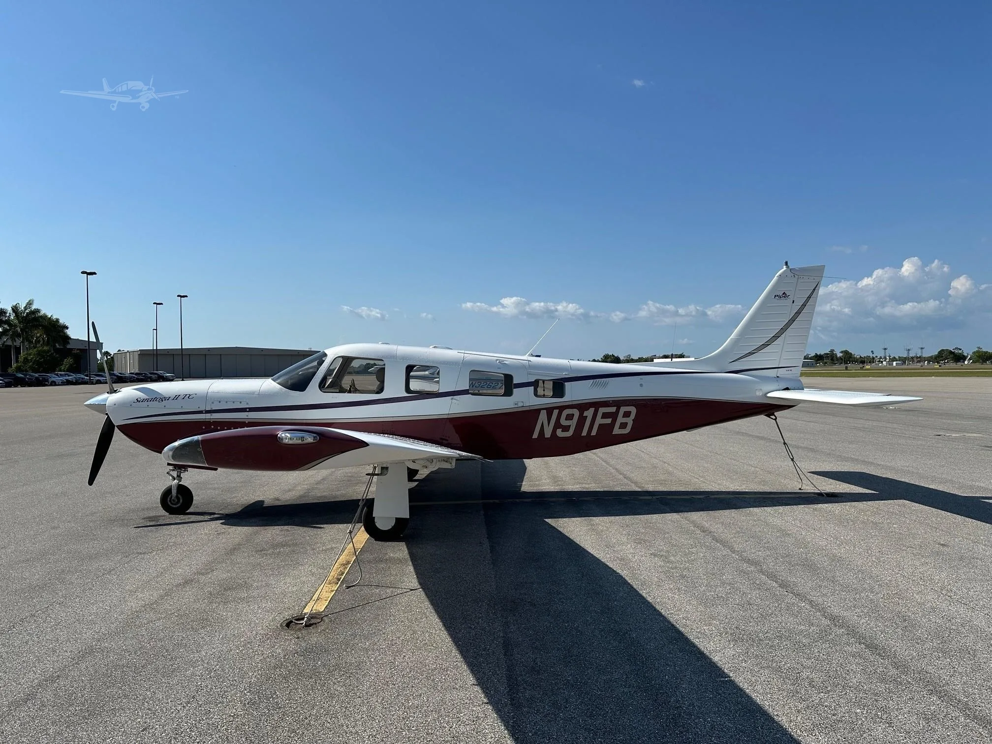 Exterior view of a 2003 PIPER SARATOGA II TC, N91FB.