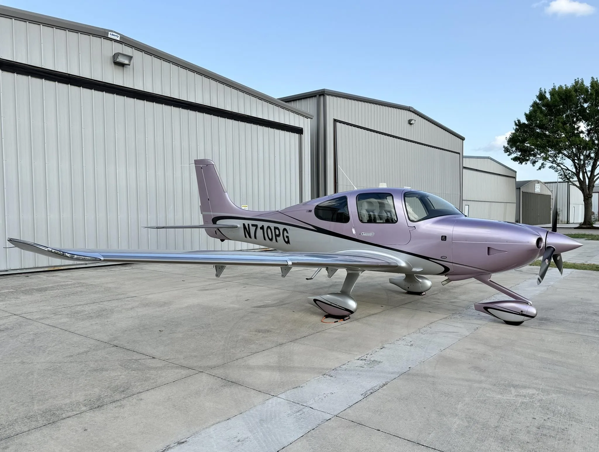 Exterior view of a 2024 CIRRUS SR22-G7, N710PG.