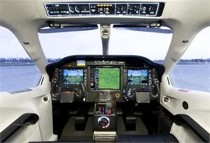 Cockpit and instrument panel of a 2010 DAHER TBM 850.