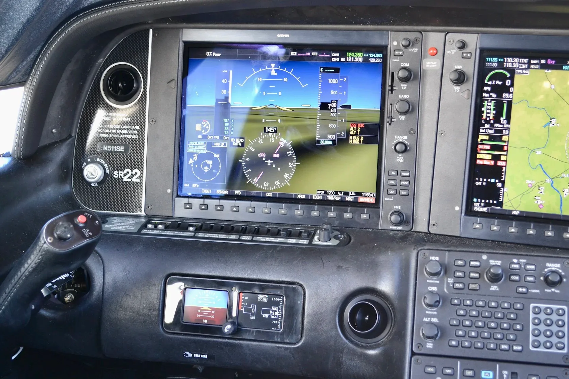 Avionics suite of a 2016 Cirrus SR22 GTS.