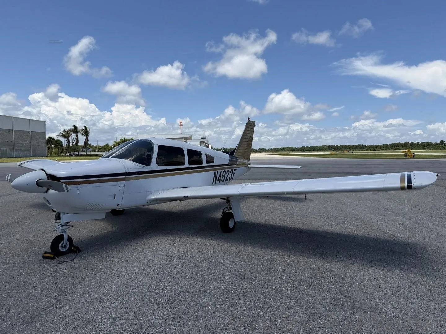 Exterior view of a 1976 Piper PA-28R-200 Arrow II.