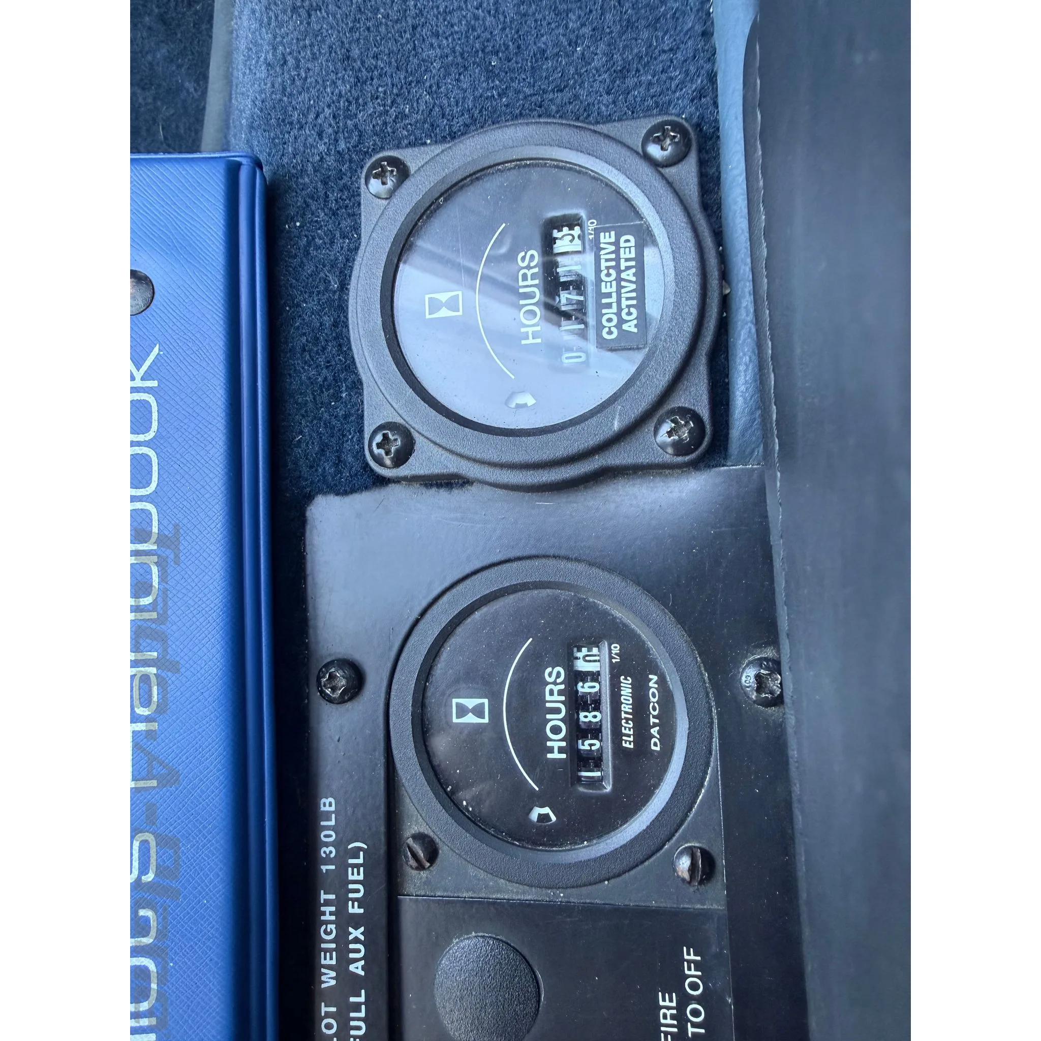 Cockpit and instrument panel of a 1990 ROBINSON R22 BETA II.
