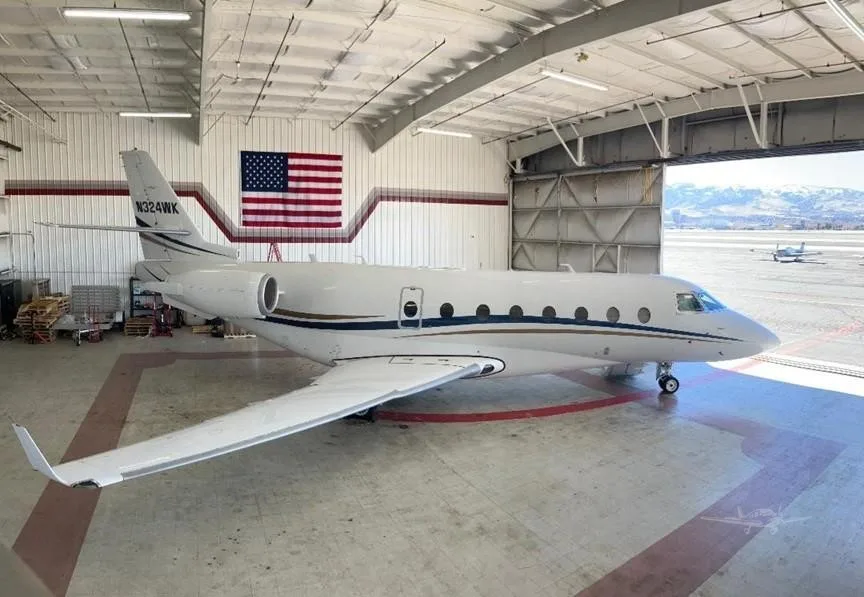 Exterior view of a 2005 GULFSTREAM G200, N324WK.