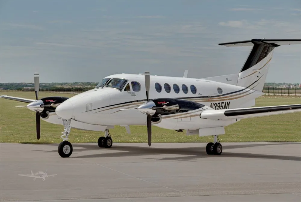 Exterior view of a 1983 Beechcraft KING AIR B200 Turboprop Aircraft.