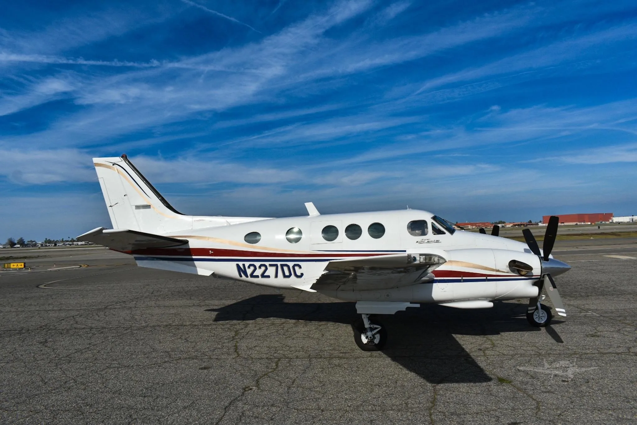 Exterior view of a 1979 BEECHCRAFT KING AIR C90, N227DC.
