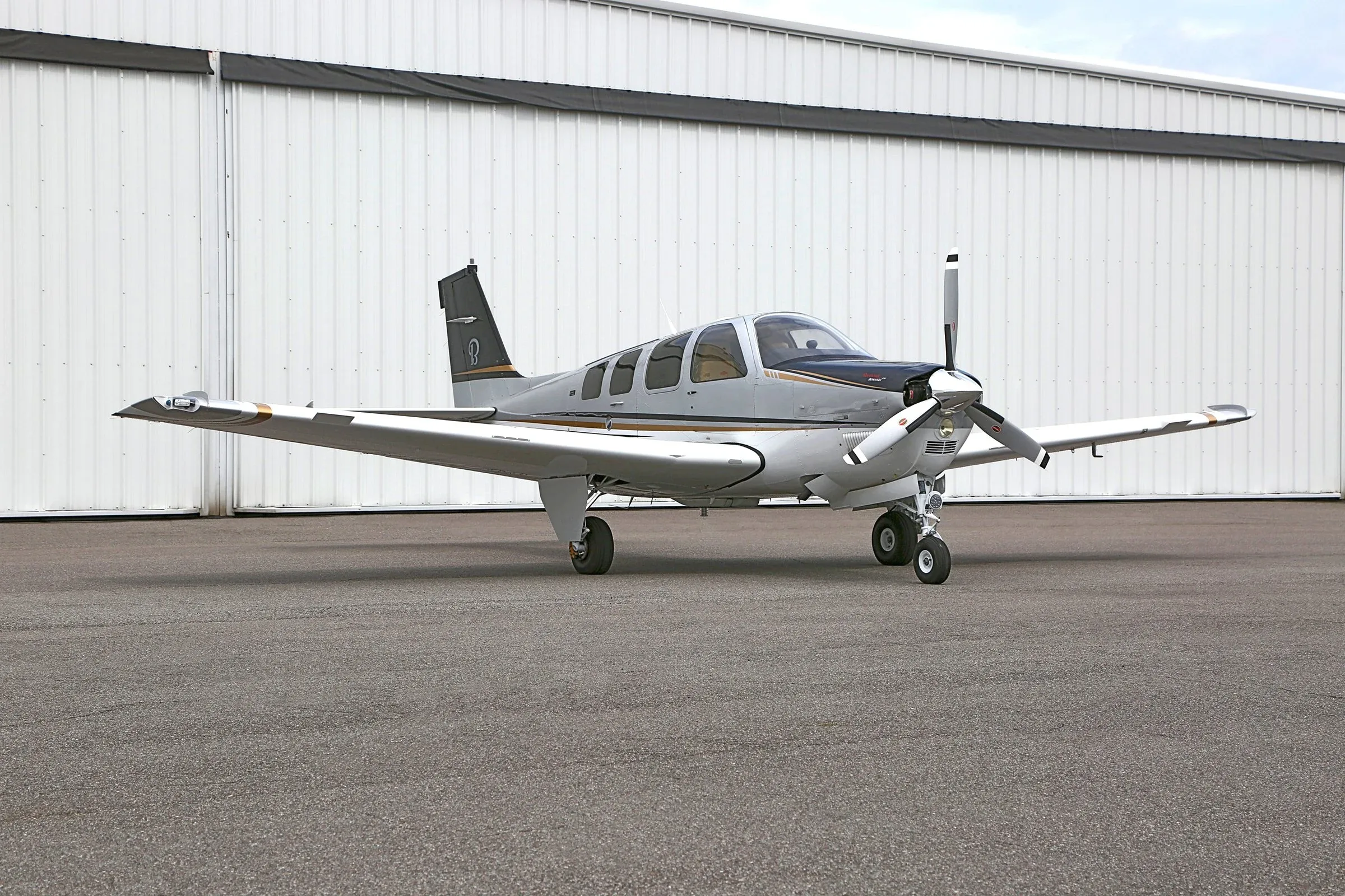 Exterior view of a 2007 Beechcraft Bonanza 60th Anniversary Edition.