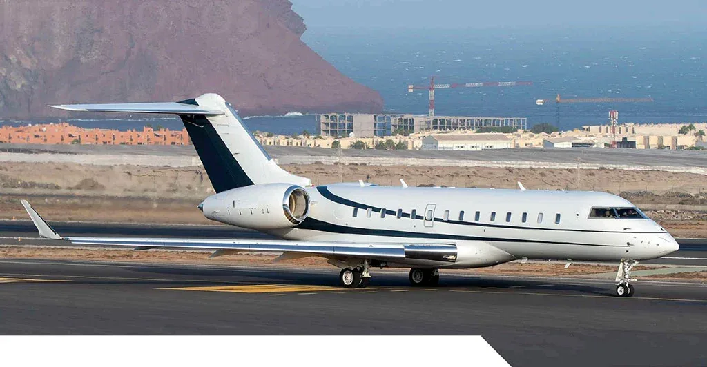 Exterior view of a 2010 Bombardier Global 5000.