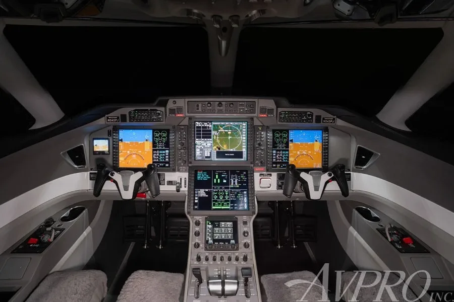 Cockpit and instrument panel of a 2021 Pilatus.