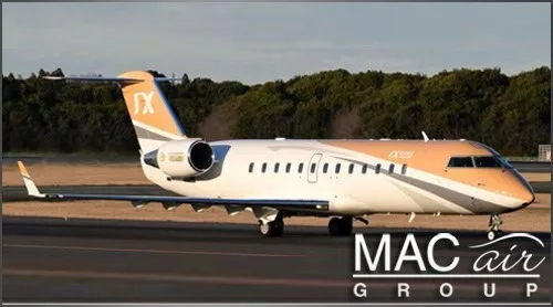 Exterior view of a 2010 Bombardier Challenger 850.
