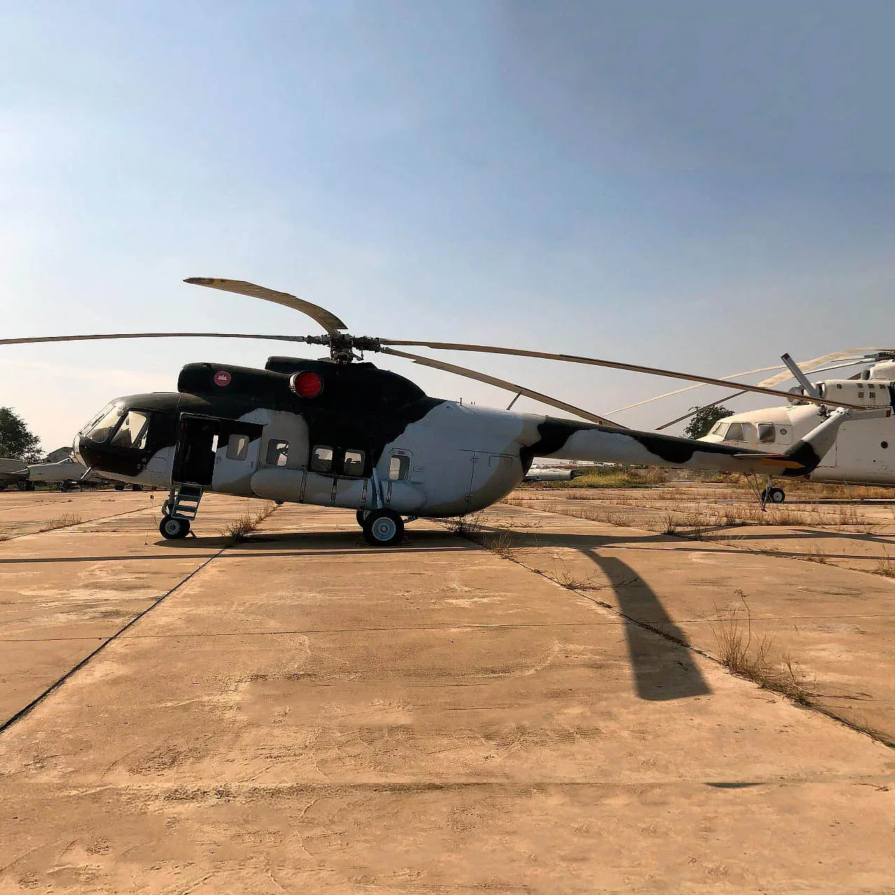 Exterior view of a 2017 Mil 8 amt transport helicopter.