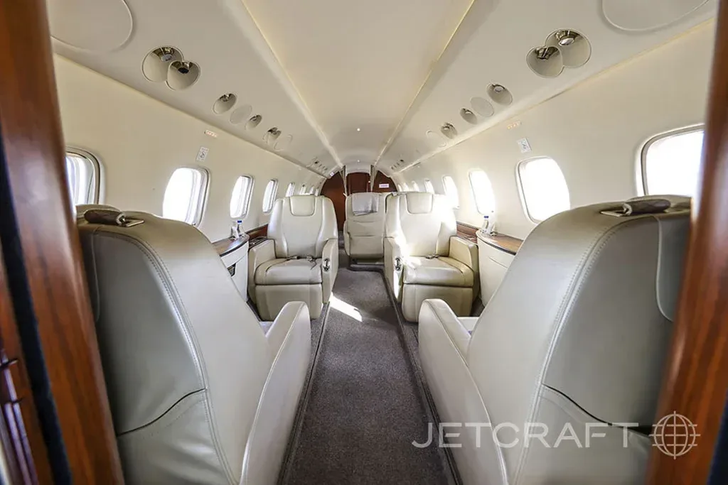 Cabin interior of a 2012 Embraer Legacy 650.