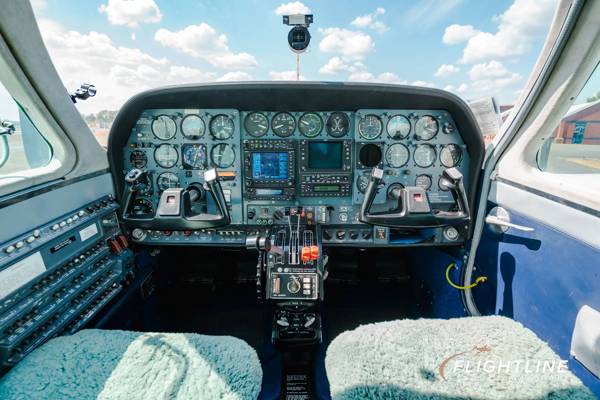 Cockpit and instrument panel of a 1980 Cessna 310R.