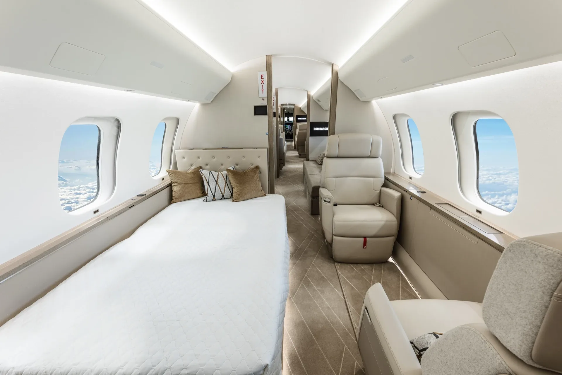 Cabin interior of a Bombardier Global 8000.