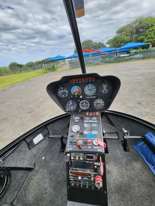 Cockpit and instrument panel of a 2001 ROBINSON R44 RAVEN I.