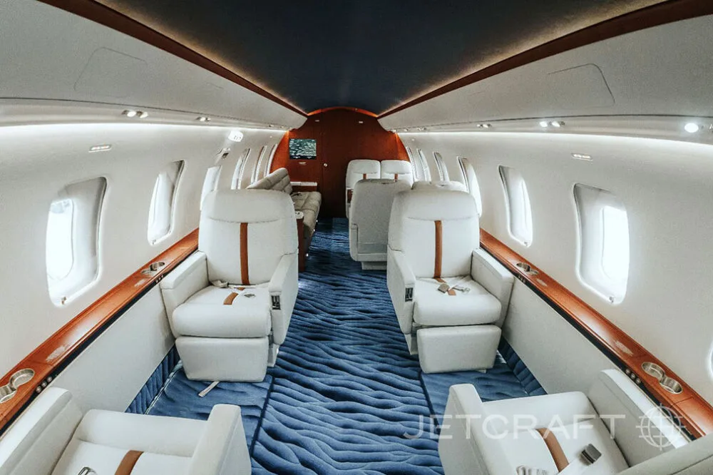 Cabin interior of a 2003 Bombardier challenger.