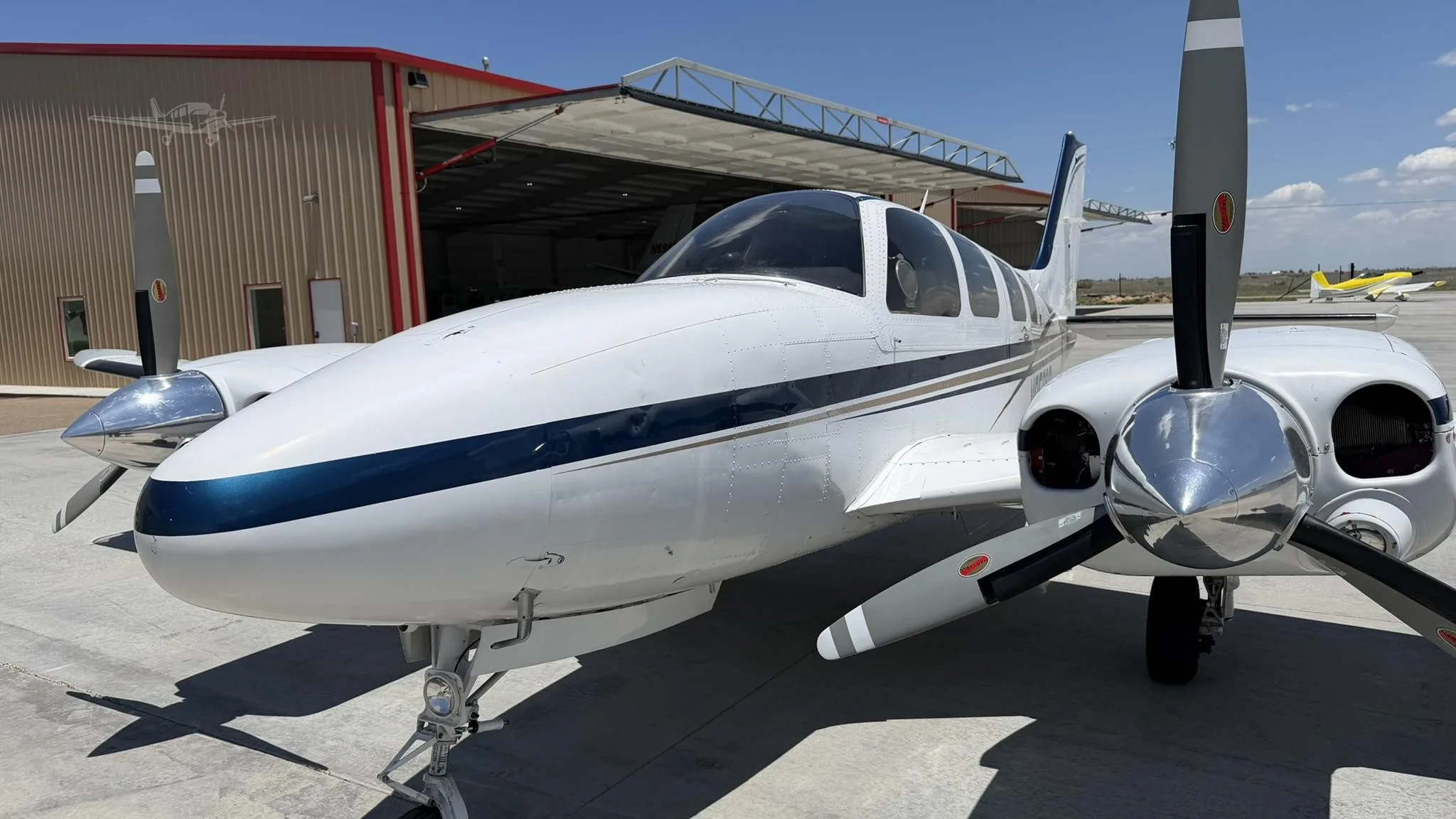 Exterior view of a 1977 BEECHCRAFT 58P BARON, N358PB.