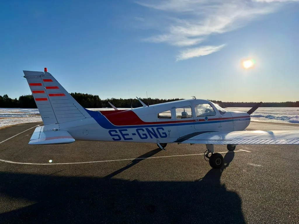 Exterior view of a 1976 Piper PA-28-151 Cherokee Warrior.