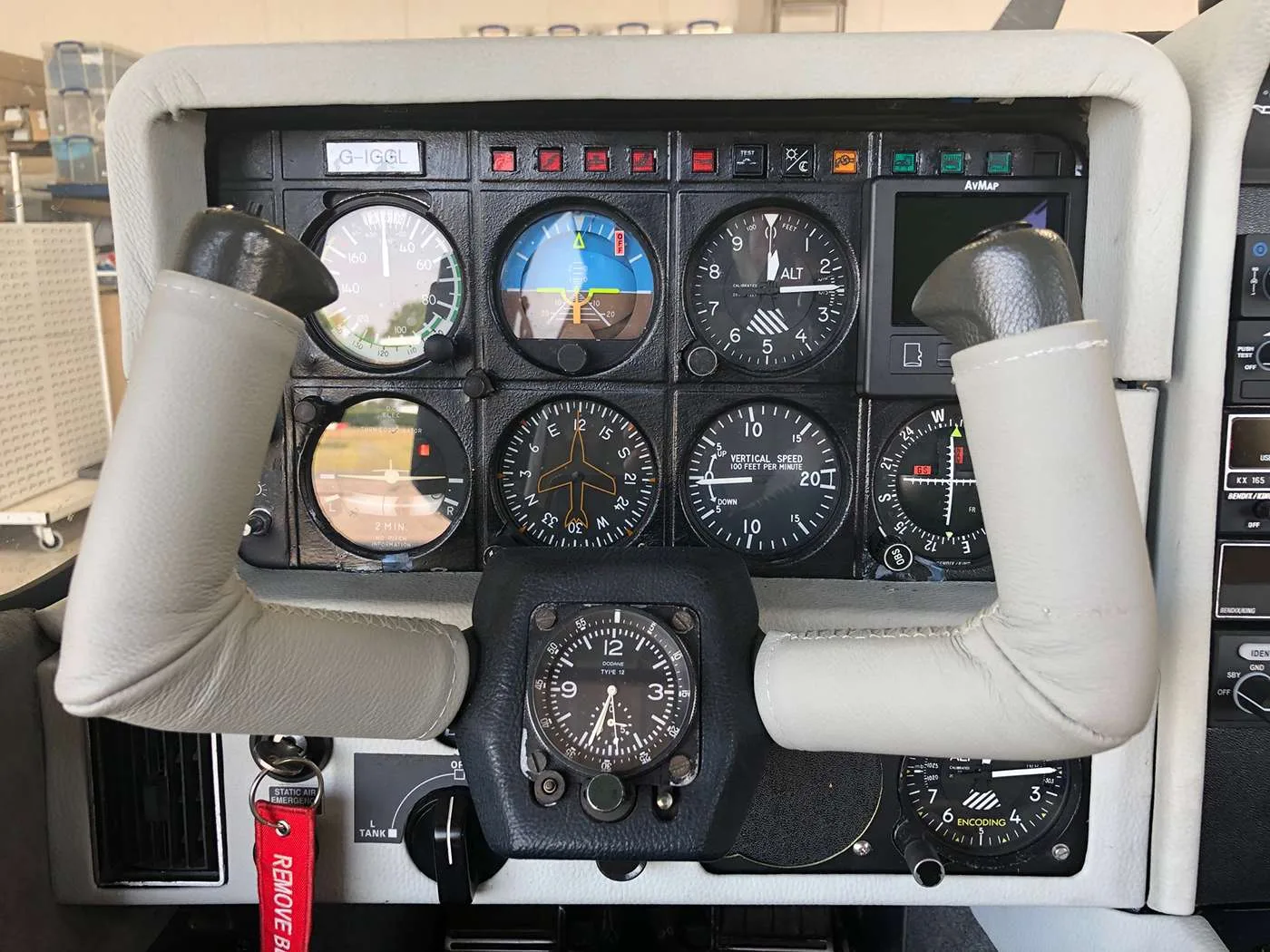Cockpit and instrument panel of a 1980 Socata TB10 Tobago.