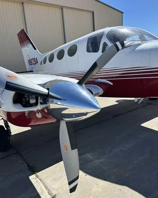 Exterior view of a 1979 Cessna 414 A.