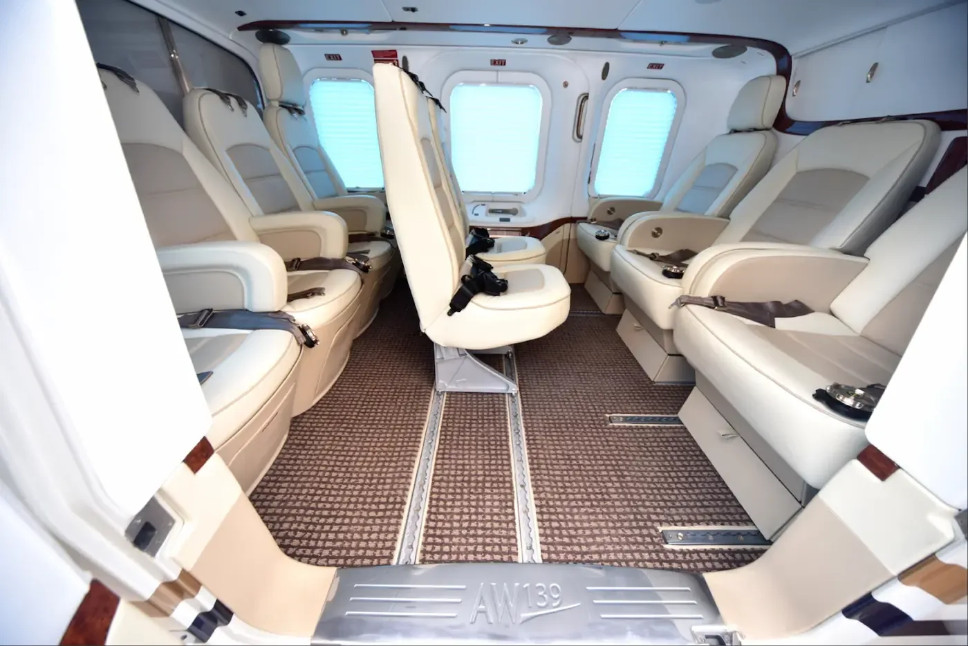 Cabin interior of a 2015 Leonardo AW139.