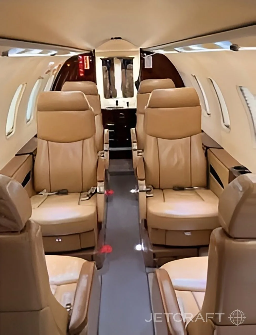 Cabin interior of a 2008 Learjet 40XR.