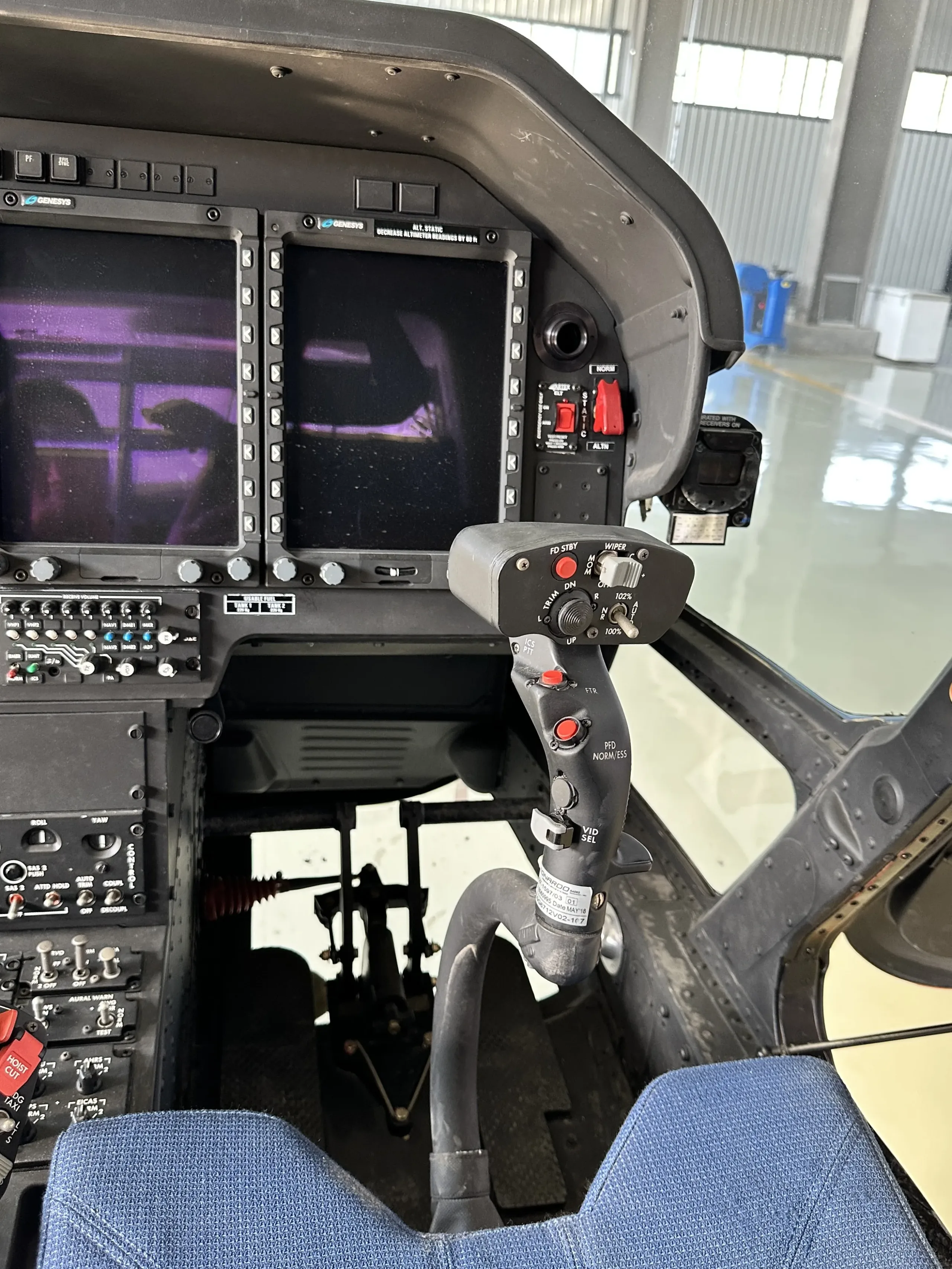 Cockpit and instrument panel of a 2018 Agusta.