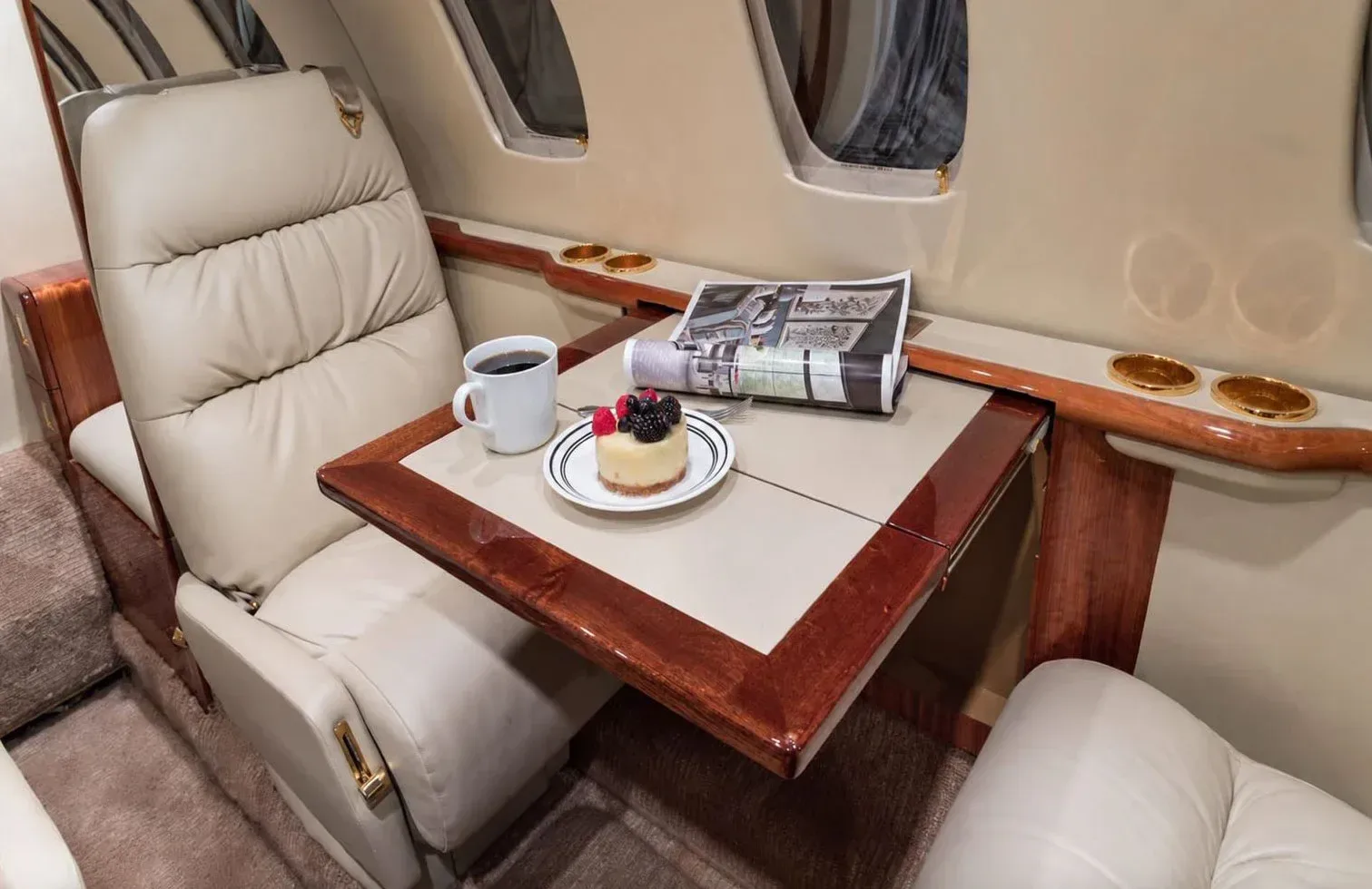 Cabin interior of a 1997 Cessna Citation Jet 525.