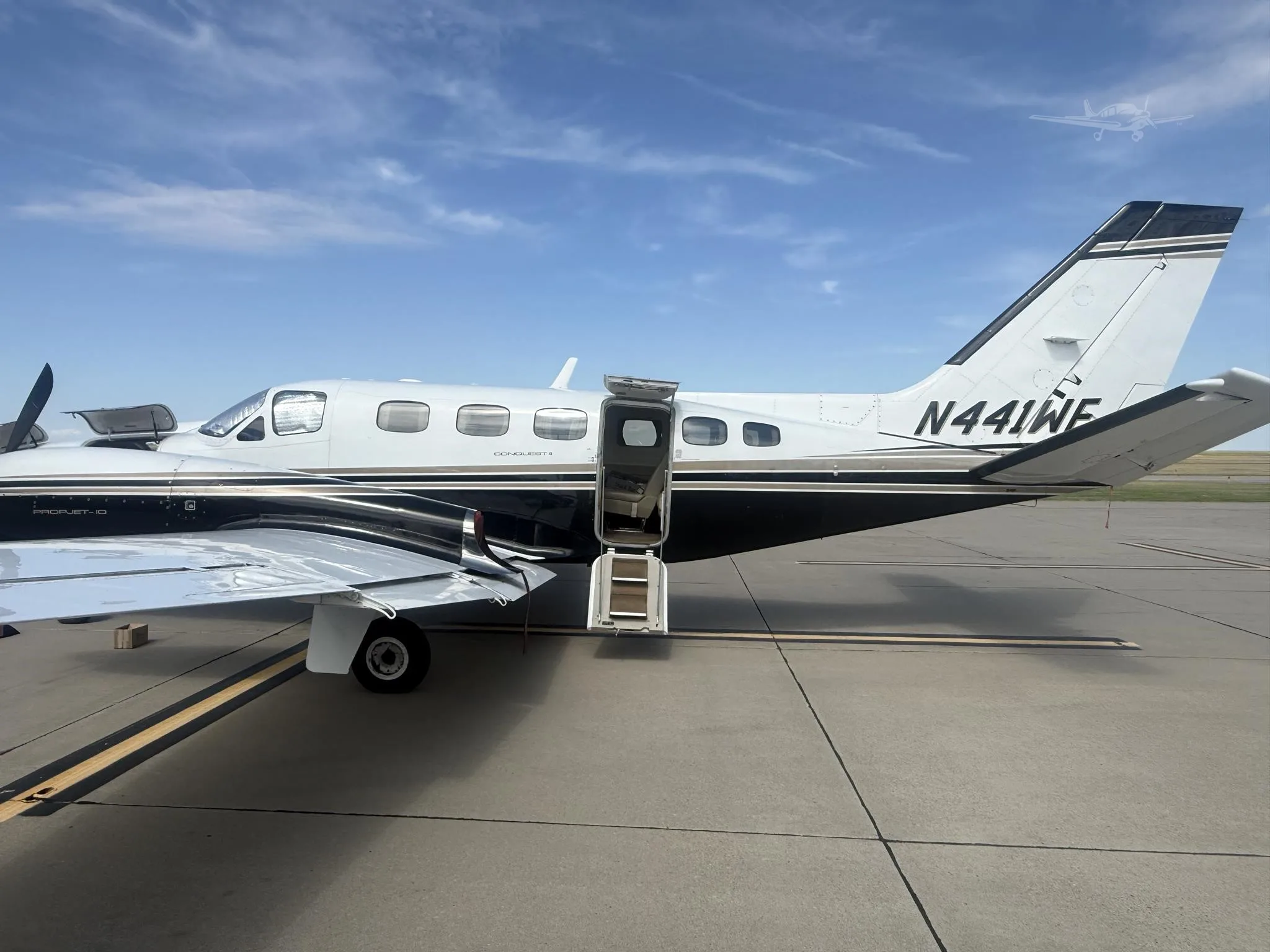 Exterior view of a 1980 CESSNA CONQUEST II, N441WF.