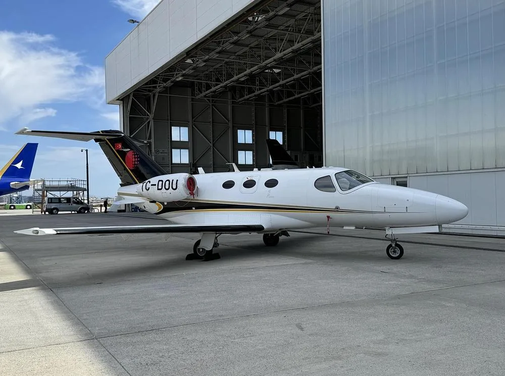Exterior view of a 2010 Cessna Citation Mustang, TC-DOU.