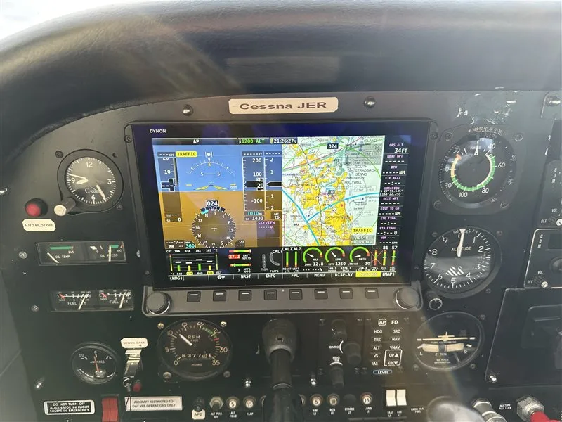 Cockpit and instrument panel of a 1979 Cessna 172N.