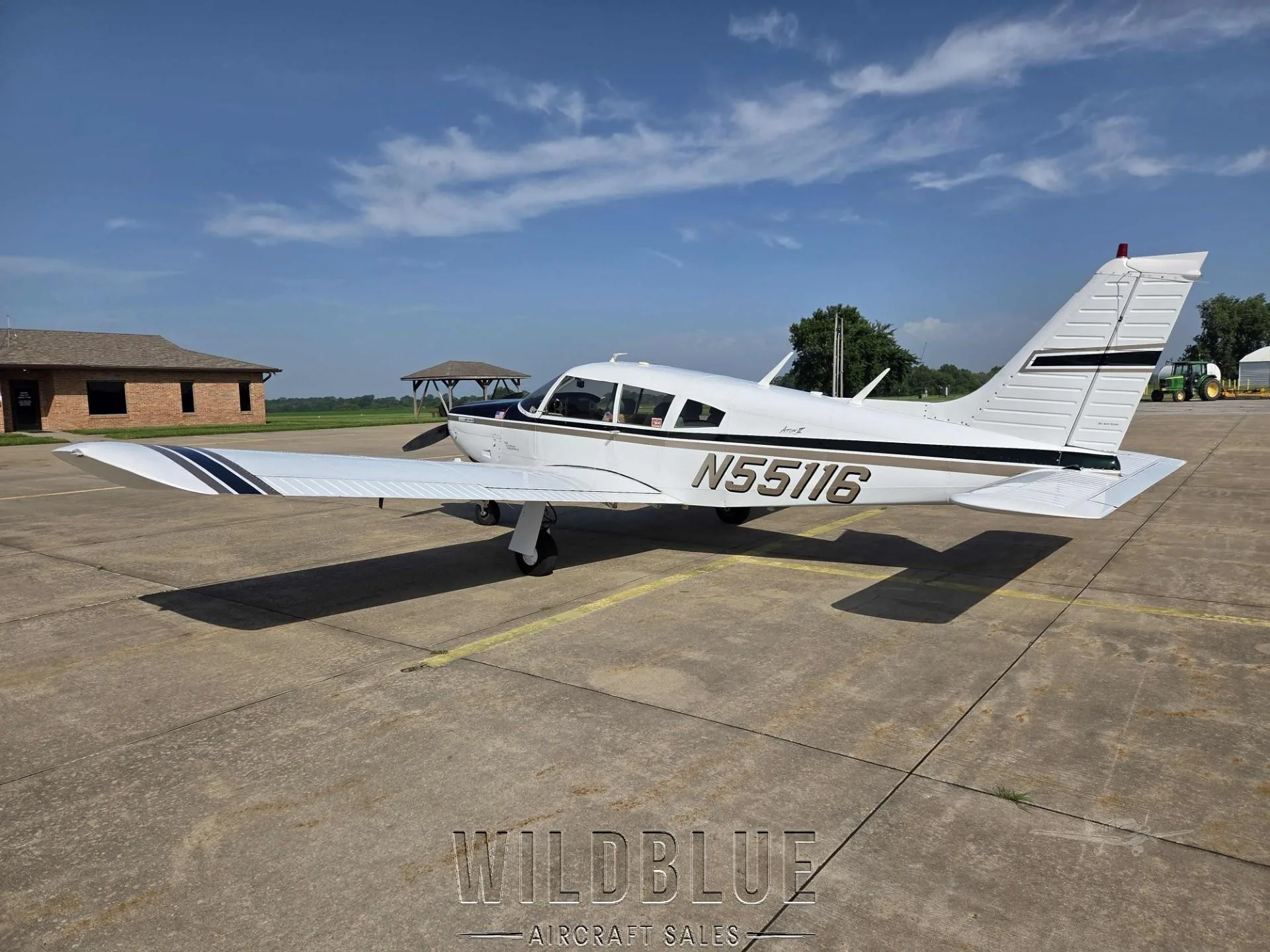 Exterior view of a 1973 PIPER ARROW II, N55116.