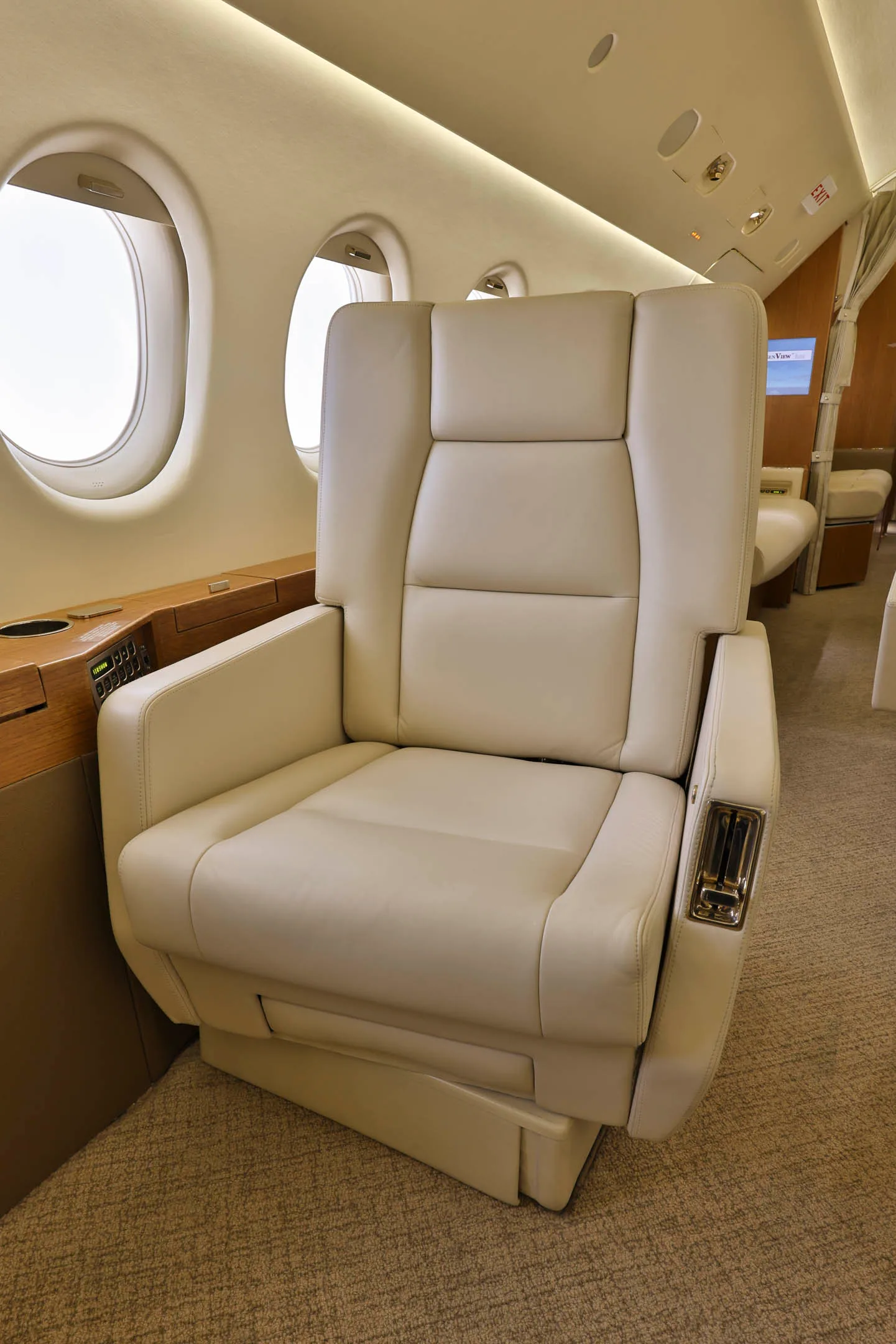 Cabin interior of a 1988 Dassault Falcon 900B.