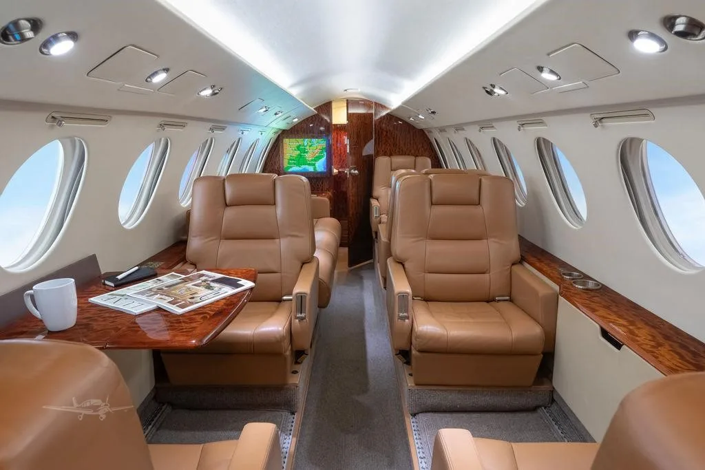 Cabin interior of a 1981 DASSAULT FALCON 50.