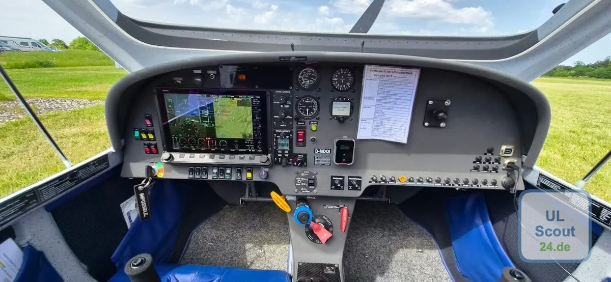 Cockpit and instrument panel of a 2023 Aerospool.
