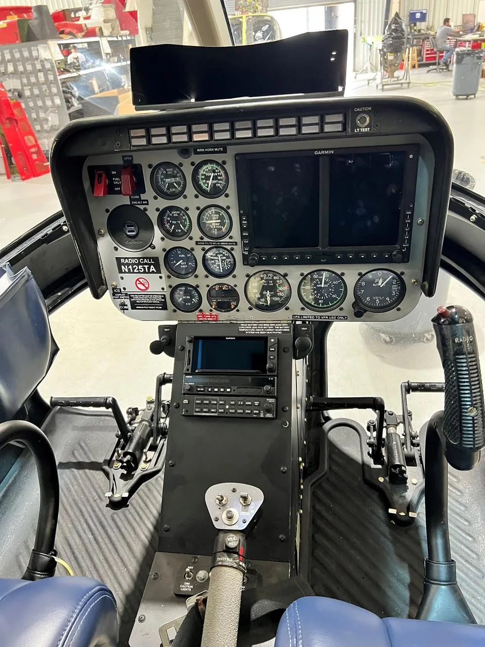 Cockpit and instrument panel of a 1974 BELL 206B III.