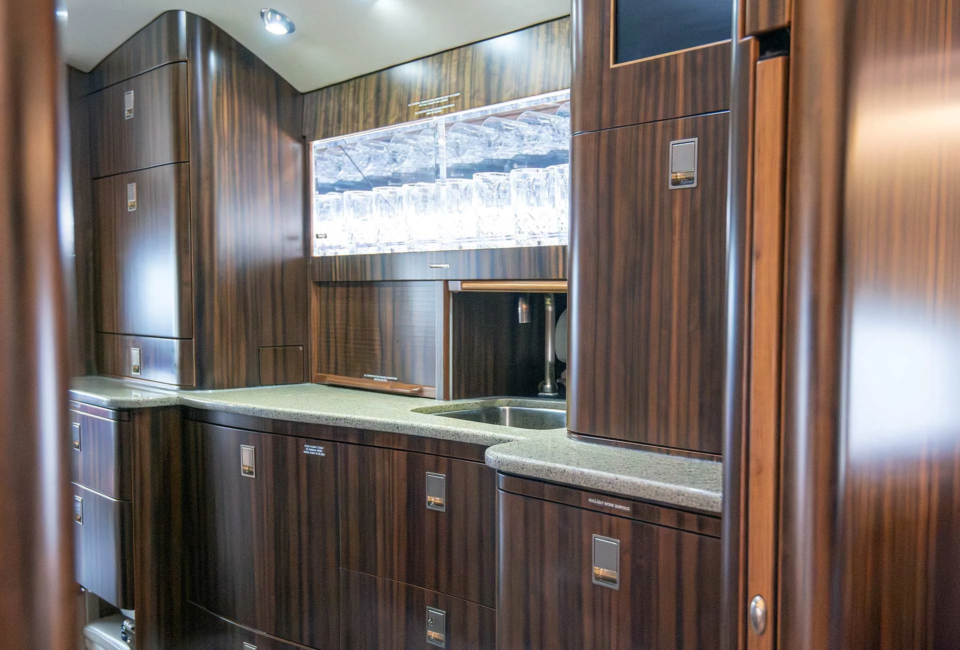 Cabin interior of a 2007 Bombardier Challenger 605.