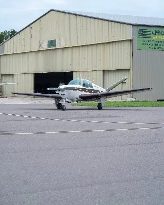 Exterior view of a 1947 Beech Bonanza 35.
