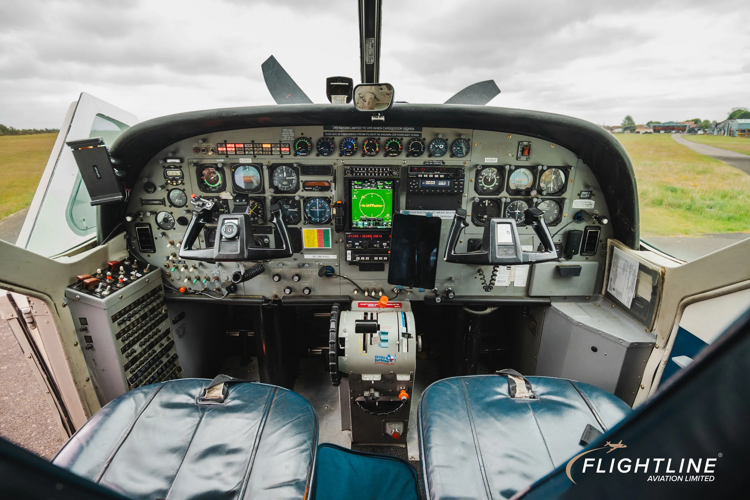 Cockpit and instrument panel of a 1997 Cessna 208 Supervan 900.