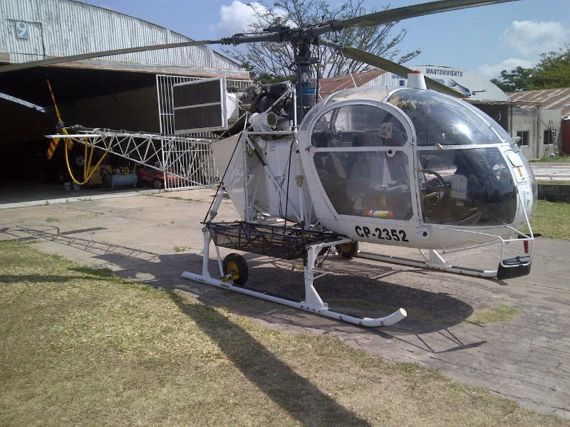 Cockpit and instrument panel of a Eurocopter sa 315b lama.